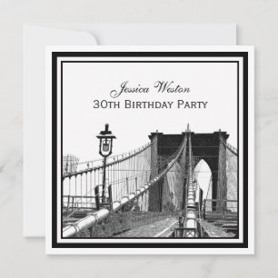 Invitation Paysage urbain de NYC Pont de Brooklyn #2 SQ Fête