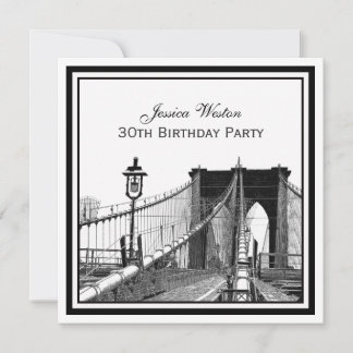 Invitation Paysage urbain de NYC Pont de Brooklyn #2 SQ Fête 