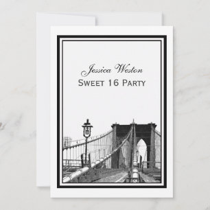 Invitation Paysage urbain de NYC Pont de Brooklyn #2 Sweet 16