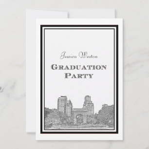 Invitation Paysage urbain de NYC Washington Sq gravé DIY Grad