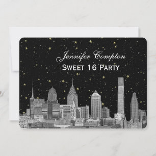 Invitation Paysage urbain de Philadelphie Etch Starry DIY BG