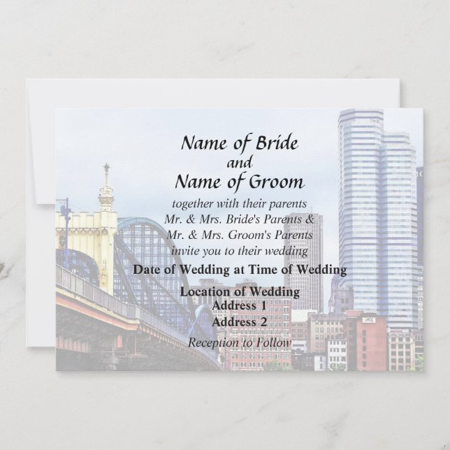 Invitation Paysage urbain de Pittsburgh par le pont de Smithf (Devant)