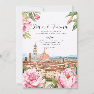 Invitation Paysage vintage de Florence en Italie pour mariage