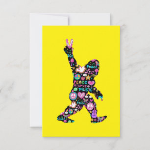 Invitation Peace Love Bigfoot Hippie Funny Bigfoot Lover