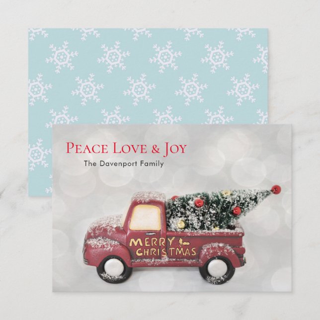 Invitation Peace Love & Joy Toy Camion Joyeux Noël (Devant / Derrière)