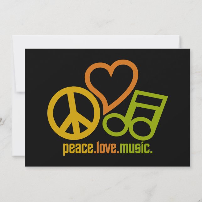 invitation Peace Love Music, personnalisable (Devant)