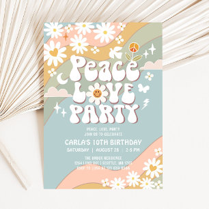 Invitation Peace Love Party Daisy Hippie les années 70 Annive
