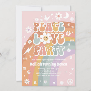 Invitation Peace Love Party Hippie Rainbow les années 70 fête