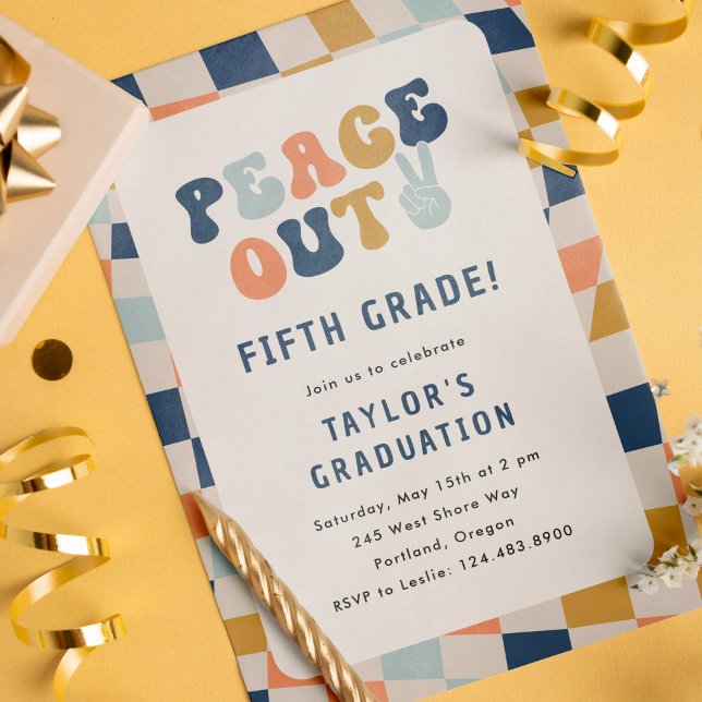 Invitation Peace Out 5e année Super Graduation Party (peace out fifth grade graduation party invite)