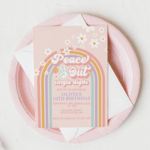 Invitation Peace out Chiffres simples arc-en-ciel 10e anniver