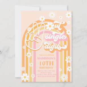 Invitation Peace Out Chiffres simples Boho Arc-en-ciel 10e an
