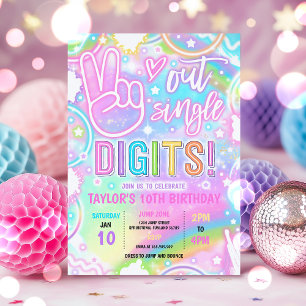 Invitation Peace Out Chiffres simples Pastel Neon 10e anniver