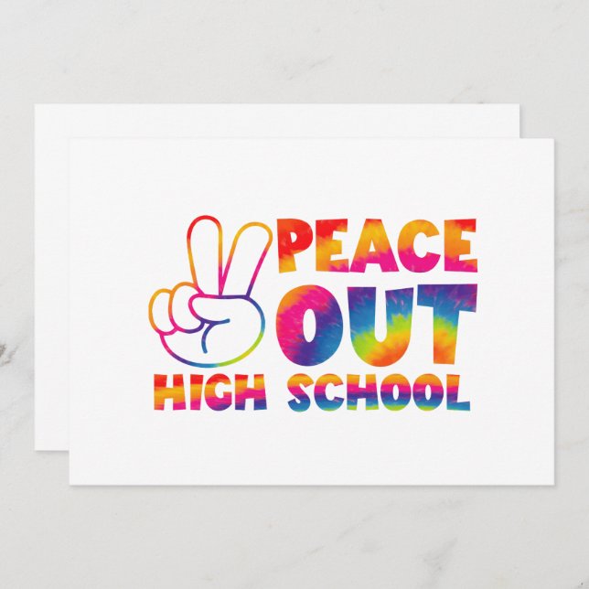 Invitation Peace Out High School Tie Dye Dernier Jour De L'Éc (Devant / Derrière)
