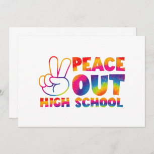 Invitation Peace Out High School Tie Dye Dernier Jour De L'Éc
