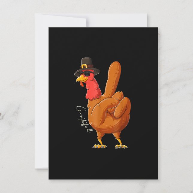 Invitation Peace Sign Turkey Grateful Hand Cool Thanksgiving  (Devant)