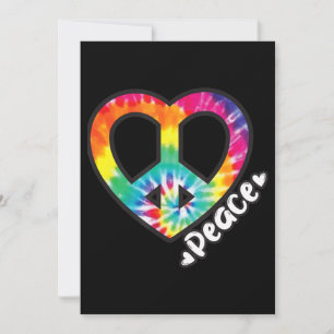 Invitation Peace Tie Dye Coeur Vintage Hippie Retro Super