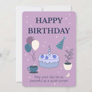 Invitation Peaceful Birthday Card with Night Sky and Moon