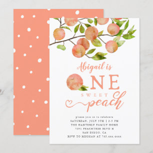 Invitation Peach 1er fête d'anniversaire