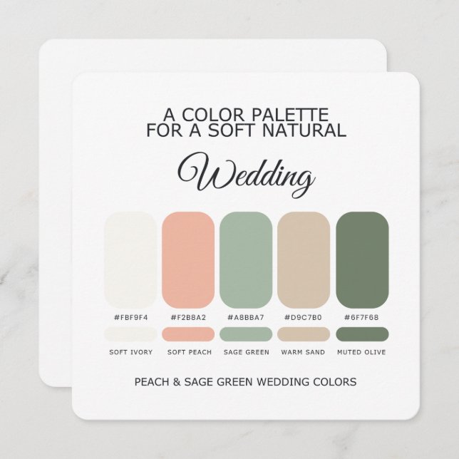 Invitation Peach and Sage Green Wedding Color Palette Card (Devant / Derrière)