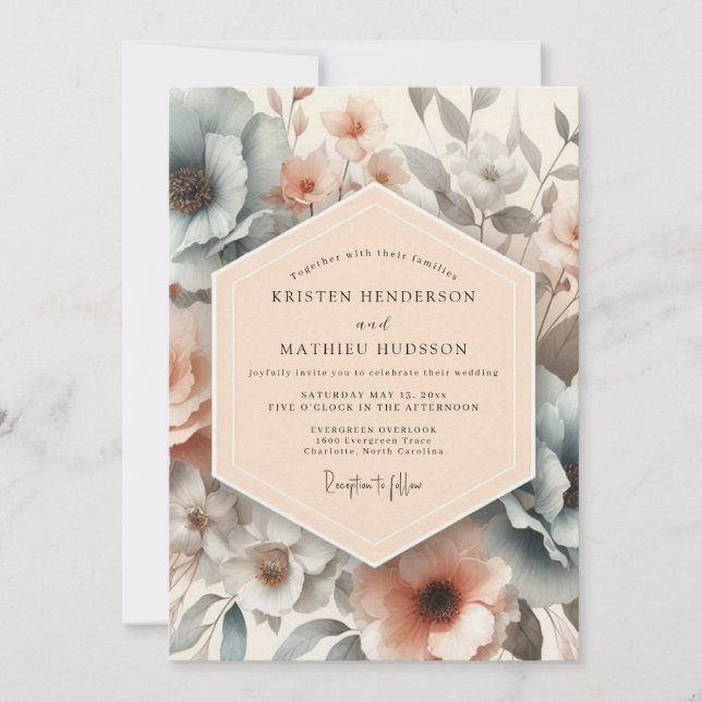 Invitation Peach Angelic Spring Wedding (Devant)