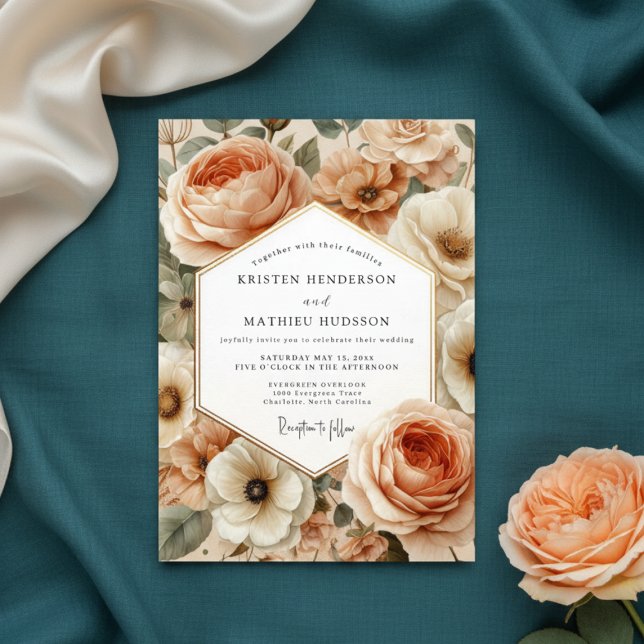 Invitation Peach Blossom Romantic Wedding (Créateur téléchargé)
