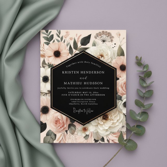 Invitation Peach Blush Botanical Romance Wedding (Créateur téléchargé)