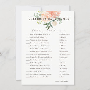 Invitation Peach Blush Floral Celebrity Baby Name Jeu