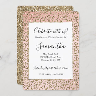 Invitation Peach Blush Parties scintillant rose Empreinte de