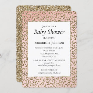 Invitation Peach Blush Parties scintillant rose Empreinte de