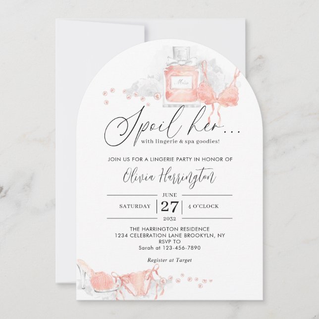 Invitation Peach Blush Spol Sa Fête des mariées de lingerie A (Devant)