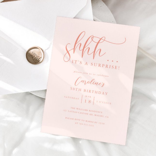 Invitation Peach de fête d'anniversaire simple surprise (Créateur téléchargé)