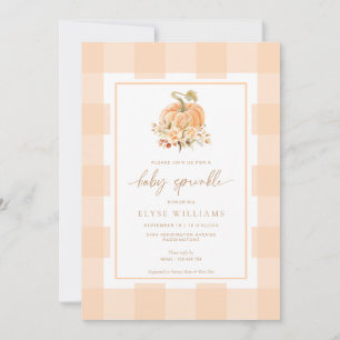 Invitation Peach En vichy Un Petit Bébé Citrouille Sprinkel