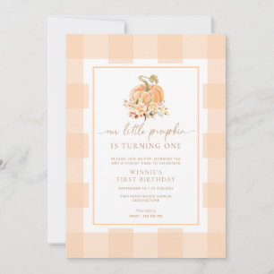 Invitation Peach En vichy Un Petit Citrouille Premier Anniver
