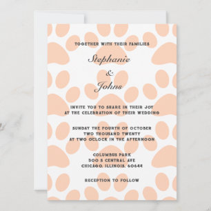Invitation Peach Fuzz Empreintes de pattes Motif mignon Maria