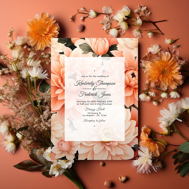 Invitation Peach Fuzz Floral Mariage (Peach Fuzz Wedding)