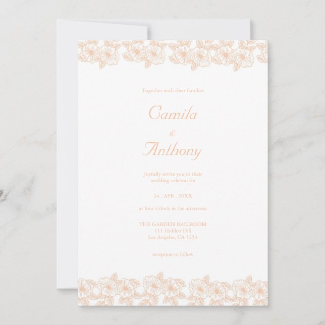Invitation Peach Fuzz minimaliste Motif tendance (Devant)