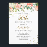 Invitation Peach Gold Aquarelle Floral 30e fête d'anniversair<br><div class="desc">Plus joli fleurs Invitations d'anniversaire dans le Little Bayleigh Store!</div>