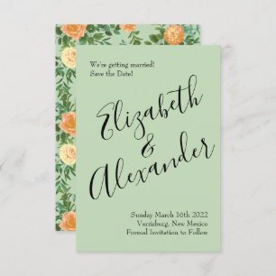 Invitation Peach Green Mariage Spring Pastel