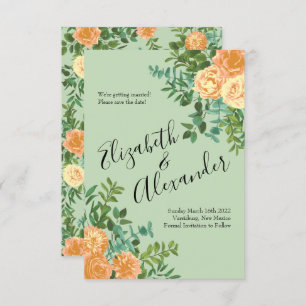 Invitation Peach Green Mariage Spring Pastel