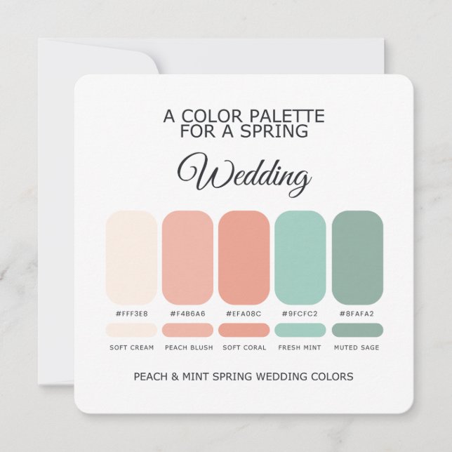 Invitation Peach Mint Spring Wedding Color Palette 2026 Card (Devant)