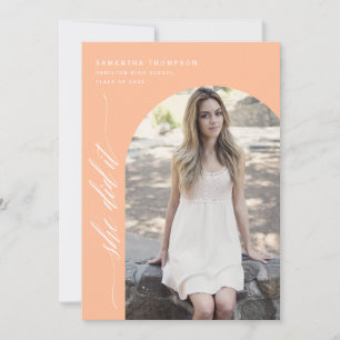 Invitation Peach Modern Elle L'A Fait Graduation Arch Photo