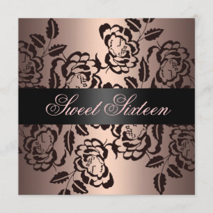 Invitation Peach Moderne Rose Sweet 16 Anniversaire Invitatio
