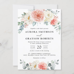 Invitation Peach Pastel Peach Pink FlorMariage
