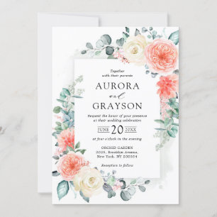 Invitation Peach Pastel Peach Pink FlorMariage