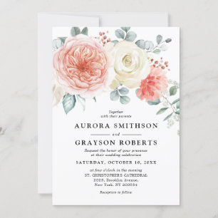 Invitation Peach Pastel Peach Pink FlorMariage