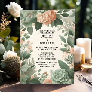 Invitation Peach Peach Mint Moss Sage Green Mariage