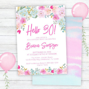 Invitation Peach Peach Rose Floral 30ème anniversaire