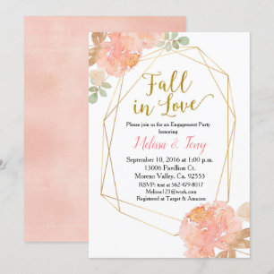 Invitation Peach peony watercolor