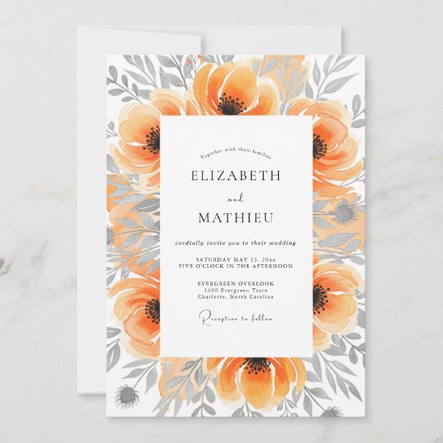 Invitation Peach Picturesque Botanical Wedding (Devant)