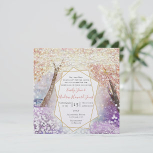 Invitation Peach Pink Coral Purple and Blue Fairytale Mariage